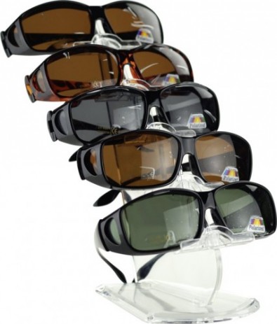 Überbrillen Überzieh-Sonnenbrillen Schwarz mit grünen Polarisierenden Gläsern