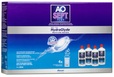 AOSEPT plus HydraGlyde  Peroxydreiniger 4x 360ml mit Platin-Neutralisierung  